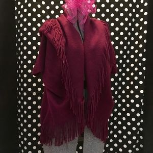 SWEATER WRAP, SHAWL // Plum // Fringe